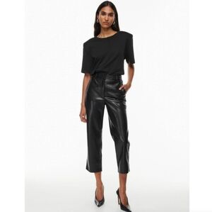 Aritiza Babaton Faux Leather Cropped Pant in Black